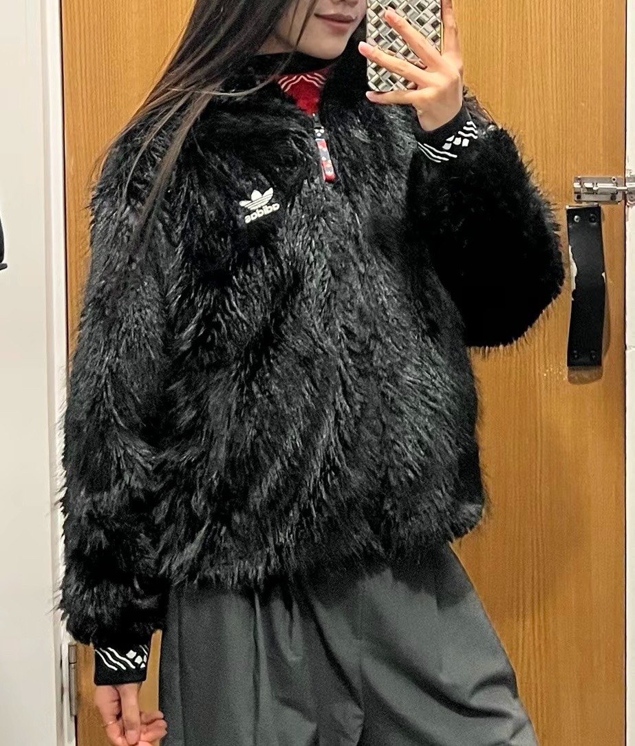 日本未入荷 adidas Originals X FEIFEI RUAN アディダス ファー ベルベット ジャケット ウィメンズ ブラック IX4226