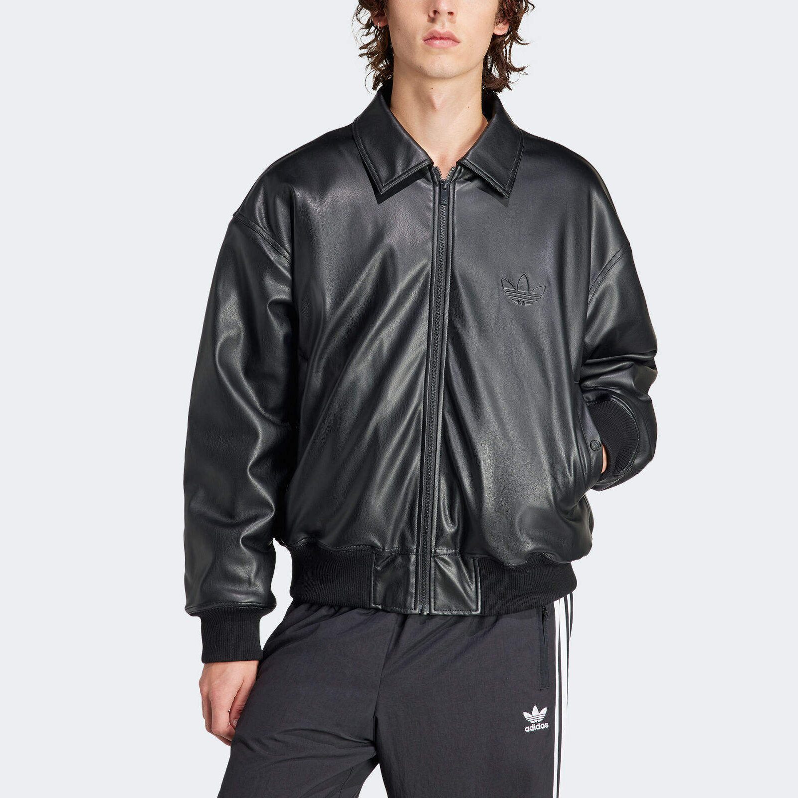 日本未入荷 adidas アディダス オリジナルス メンズ レザージャケット ブラック IP3281